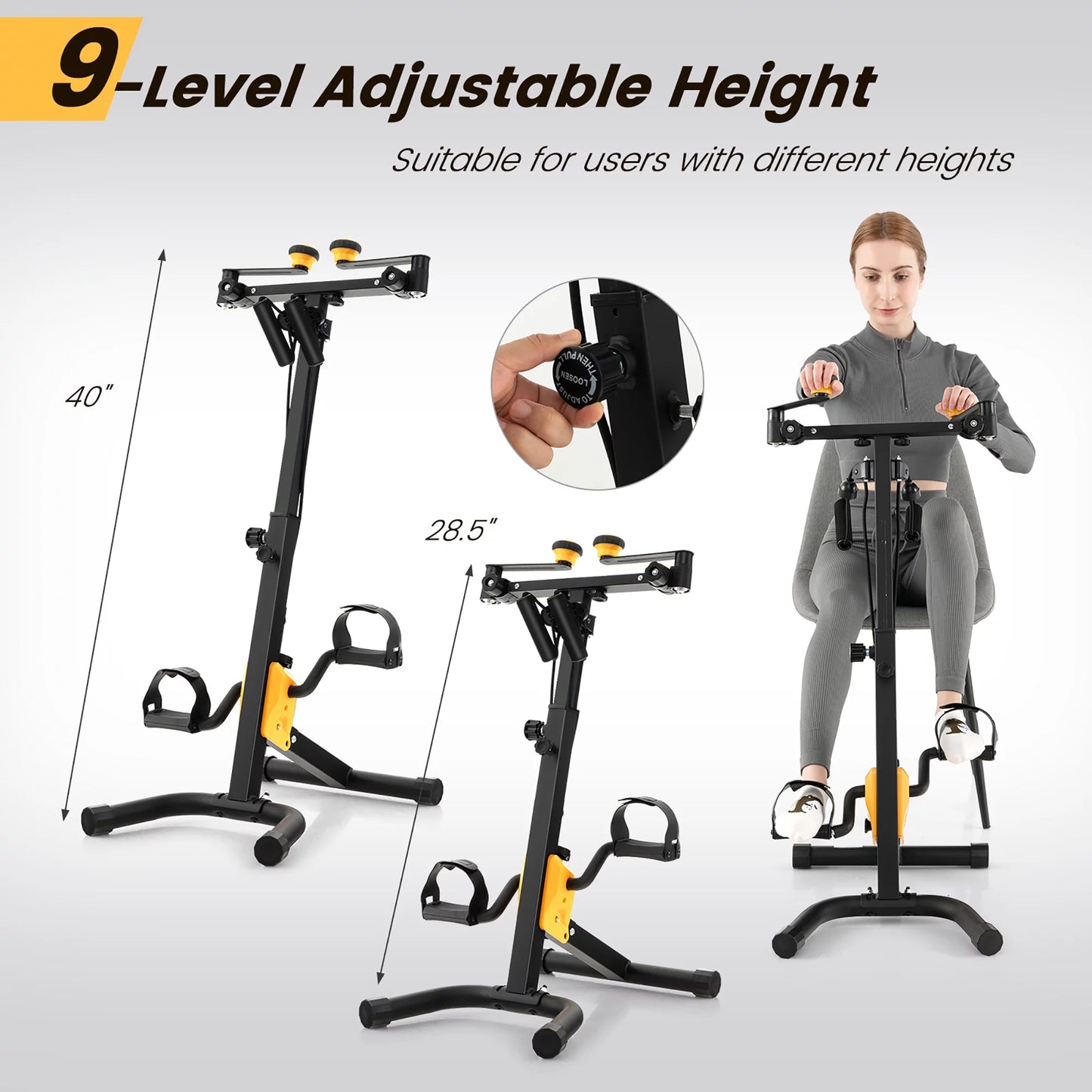 Folding Pedal Exercise Bike with Adjustable Resistance Full Body Home Rehab Machine