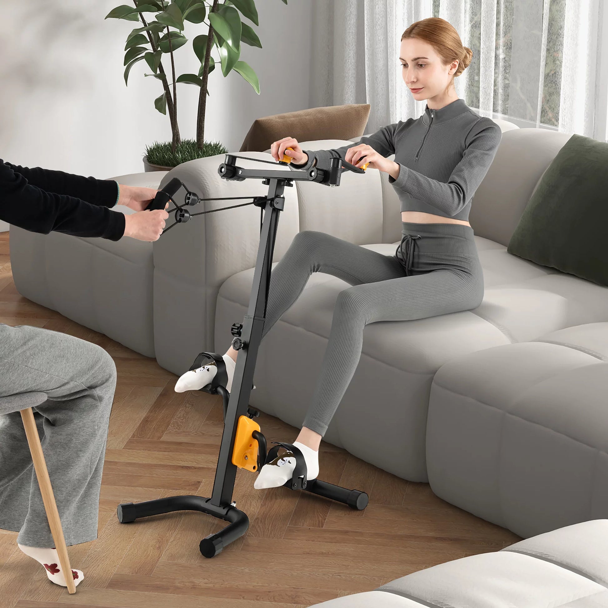 Folding Pedal Exercise Bike with Adjustable Resistance Full Body Home Rehab Machine