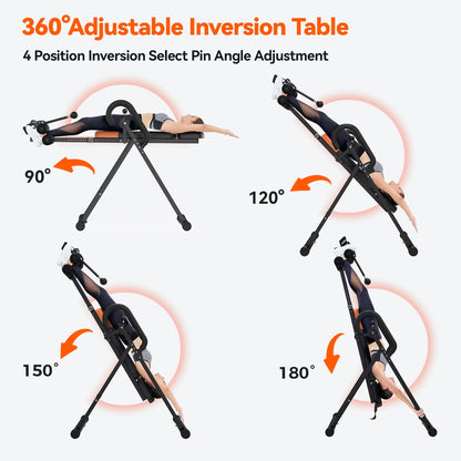 Inversion Table Back Therapy Reflexology Heavy Duty Foldable Back Stretcher Machine, Maximum User Weight 280 Lbs 2023 Newest Upgrade