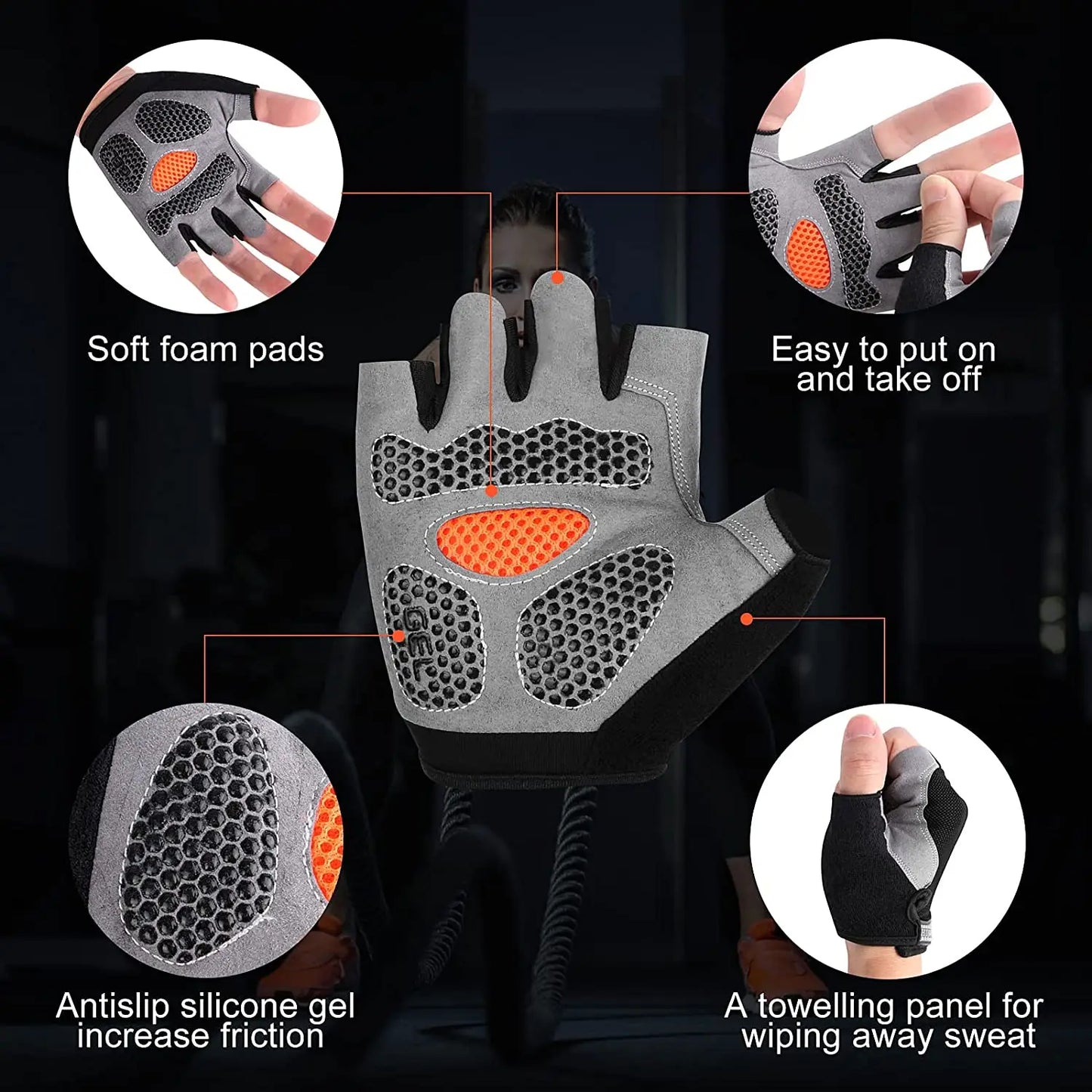 Weightlifti Gym Gloves Fitness Training Fingerless Men Women Bodybuilding Exercise Sports Gloves Cycling anti Slip Breathable