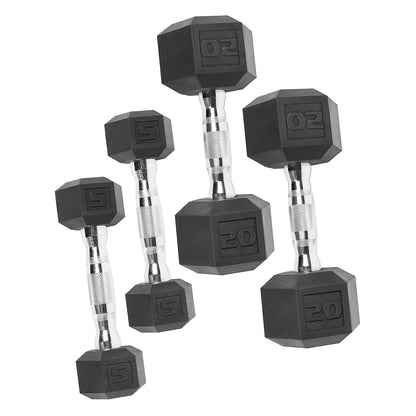 150Lb Rubber Hex Dumbbell Set