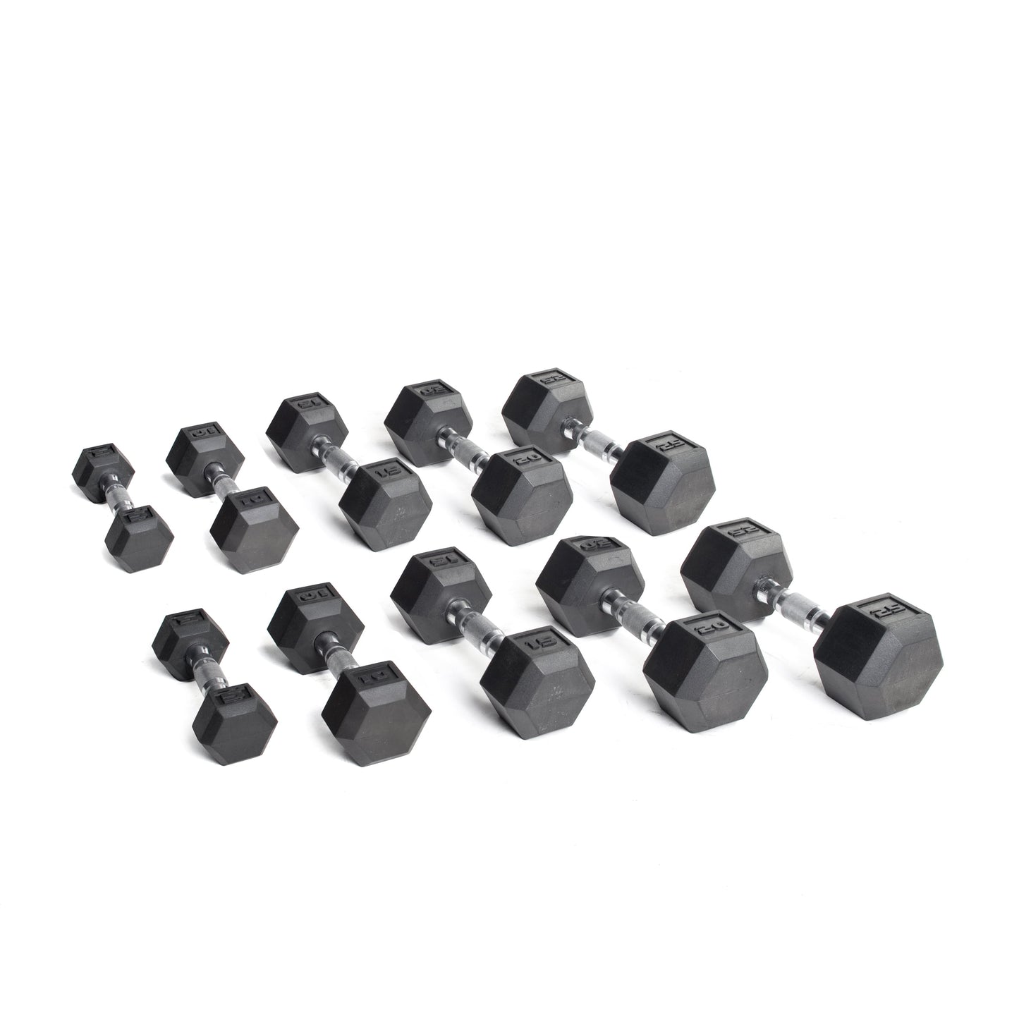 150Lb Rubber Hex Dumbbell Set